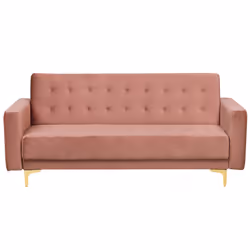 Sofa Bed ABERDEEN Velvet Pink 3 Seater