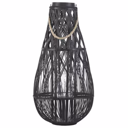 Lantern TONGA Bamboo Wood 77 cm Black