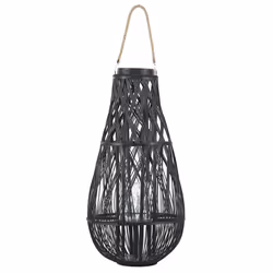 Lantern TONGA Bamboo Wood 77 cm Black