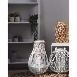 Lantern TONGA Bamboo Wood 77 cm White