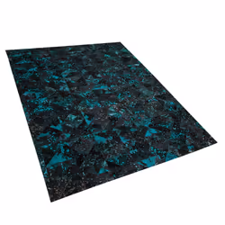 Leather Area Rug 160 x 230 cm Black with Turquoise ATALAN
