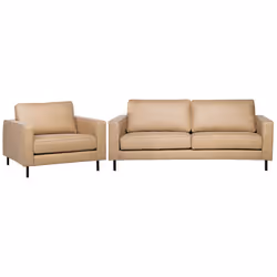 Living Room Set SAVALEN Faux Leather Beige 4 Seater