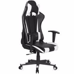Office Chair Swivel GAMER Faux Leather White