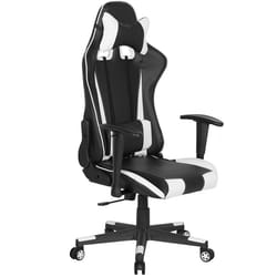 Office Chair Swivel GAMER Faux Leather White