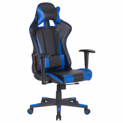 Office Chair Swivel GAMER Faux Leather Dark Blue