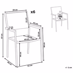 Set of 6 Garden Chairs GROSSETO Stainless Steel Black