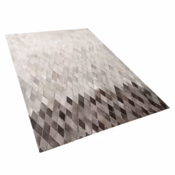 Leather Rug White and Grey 140 x 200 cm MALDAN