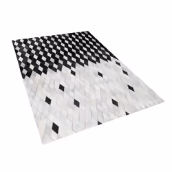 Leather Rug Black and White 140 x 200 cm MALDAN