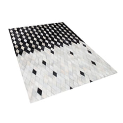 Leather Rug Black and White 140 x 200 cm MALDAN