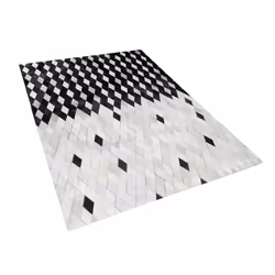Leather Rug Black and White 140 x 200 cm MALDAN
