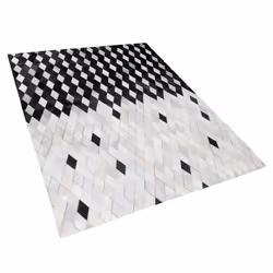 Leather Rug Black and White 160 x 230 cm MALDAN