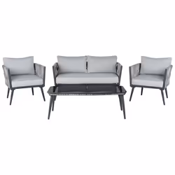 Garden Lounge Set with Table 4 Seater PREVEZA PE Rattan Grey