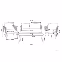 Garden Lounge Set with Table 4 Seater PREVEZA PE Rattan Grey