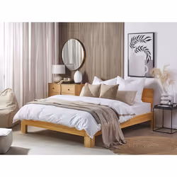 Bed Pine Wood ROYAN 160 x 200 cm (EU King Size) Light Brown