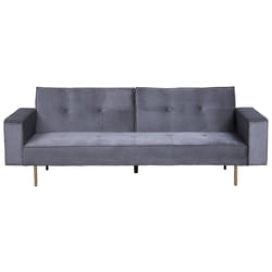 Sofa Bed VISNES Velvet Grey 3 Seater