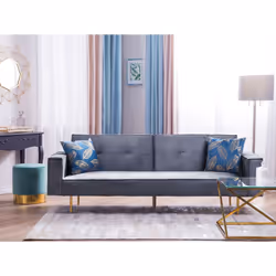 Sofa Bed VISNES Velvet Grey 3 Seater