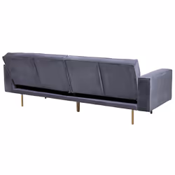 Sofa Bed VISNES Velvet Grey 3 Seater