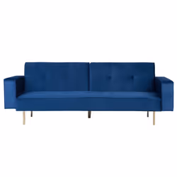 Sofa Bed VISNES Velvet Navy Blue 3 Seater