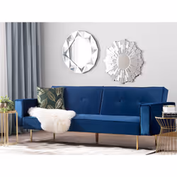 Sofa Bed VISNES Velvet Navy Blue 3 Seater