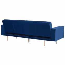 Sofa Bed VISNES Velvet Navy Blue 3 Seater