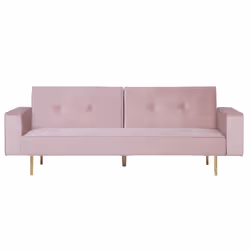 Sofa Bed VISNES Velvet Pink 3 Seater