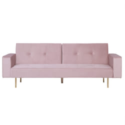 Sofa Bed VISNES Velvet Pink 3 Seater