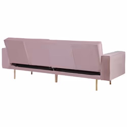 Sofa Bed VISNES Velvet Pink 3 Seater