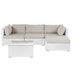 Garden Corner Sofa with Table 4 Seater SANO Left Hand Modular PE Rattan White