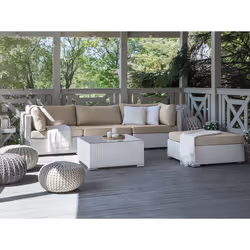Garden Corner Sofa with Table 4 Seater SANO Left Hand Modular PE Rattan White