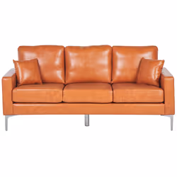 Sofa GAVLE Faux Leather Golden Brown 3 Seater