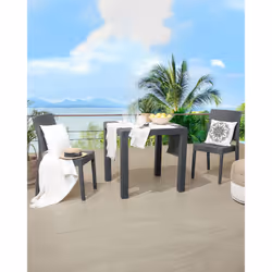 Set of 2 Garden Chairs FOSSANO Synthetic Material Graphite Grey