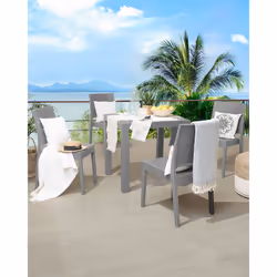 Set of 4 Garden Chairs FOSSANO Synthetic Material Light Grey - Additional view 5