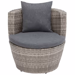 Bistro Set with Cushions CAPRI PE Rattan Grey
