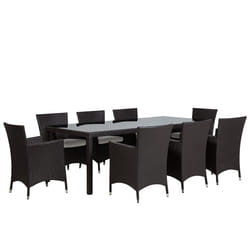 Garden Dining Set 8 Seater ITALY with Cushions PE Rattan Brown