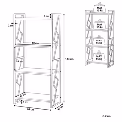 4 Tier Bookcase FORRES 143 cm Brown/ Black - Additional view 5