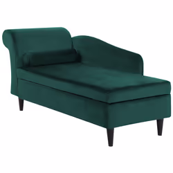 Left Hand Chaise Lounge LUIRO Velvet Emerald Green with Storage