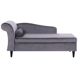 Left Hand Chaise Lounge LUIRO Velvet Dark Grey with Storage