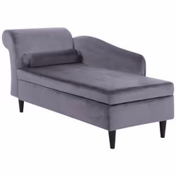 Left Hand Chaise Lounge LUIRO Velvet Dark Grey with Storage
