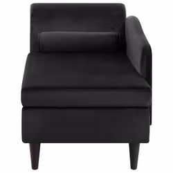 Left Hand Chaise Lounge LUIRO Velvet Black with Storage