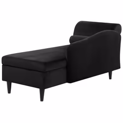 Left Hand Chaise Lounge LUIRO Velvet Black with Storage - Additional view 4