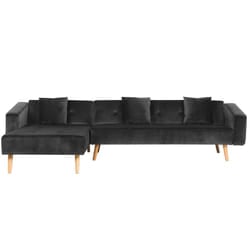 Right Hand Velvet Corner Sofa Bed Black VADSO