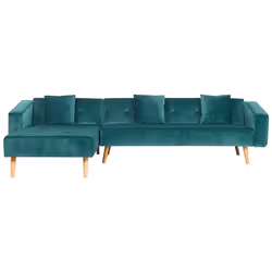 Corner Sofa Bed VADSO Velvet Emerald Green 4 Seater Right Hand