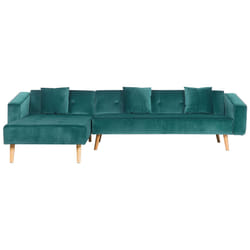 Corner Sofa Bed VADSO Velvet Emerald Green 4 Seater Right Hand