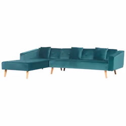 Corner Sofa Bed VADSO Velvet Emerald Green 4 Seater Right Hand