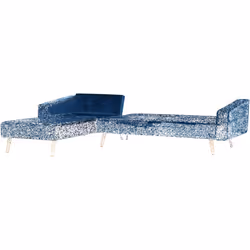Right Hand Velvet Corner Sofa Bed Navy Blue VADSO