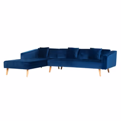 Right Hand Velvet Corner Sofa Bed Navy Blue VADSO