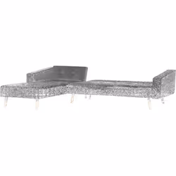 Right Hand Velvet Corner Sofa Bed Grey VADSO