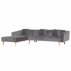Right Hand Velvet Corner Sofa Bed Grey VADSO