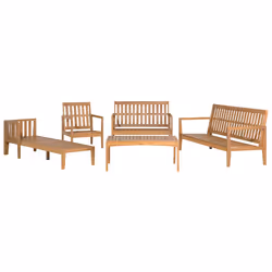 Garden Lounge Set with Table 7 Seater PATAJA Certified Acacia Wood Light Brown