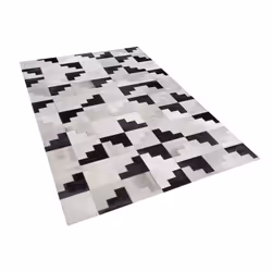 Leather Area Rug 140 x 200 cm Black with Grey EFIRLI